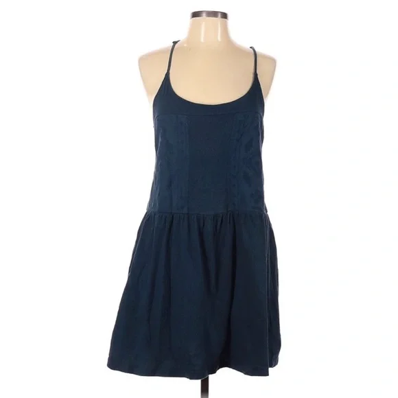 Roxy Beaches Strappy Embroidered Blue Racerback Dress - Picture 9 of 14